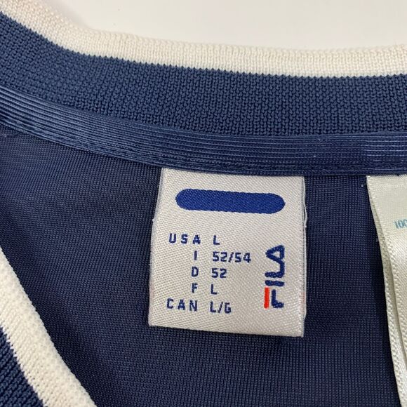 Vintage Fila Jersey Mens L Large Navy Red Patched Spell Out Logo Basketball - Picture 4 of 10